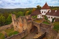 Ancient ruins of Landstejn Castle. It is the oldest and best preserved Romanesque castle in Europe. Travel and tourism concept.