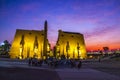 Ancient ruins at Luxor temple during sunset, UNESCO World Heritage site, Luxor, Egypt. Royalty Free Stock Photo