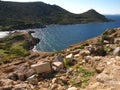 Ancient ruins of the Mediterranean, Ancient marble of colonnades, temples, ruins, rocks, sea, the Mediterranean. clear Royalty Free Stock Photo