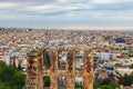 Ancient ruins of the Odeon of Herodes Atticus. It is a small building of ancient Greece used for public performances Royalty Free Stock Photo