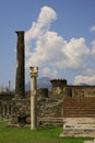 Ancient ruins of Pompei with volcano Vesuvius Royalty Free Stock Photo