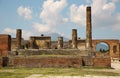Ancient ruins of Pompei with volcano Vesuvius Royalty Free Stock Photo