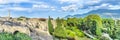 Ancient ruins of Pompeii, Italy. Web banner panoramic view Royalty Free Stock Photo