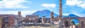 Ancient ruins of Pompeii, Italy. Web banner panoramic view Royalty Free Stock Photo