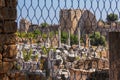 Ancient ruins of Roman castle with marble columns in the historic part of Antique Side, in Antalya,