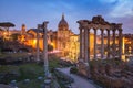 Ancient ruins of Roman Forum at sunrise, Rome, Italy Royalty Free Stock Photo