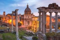 Ancient ruins of Roman Forum at sunrise, Rome, Italy Royalty Free Stock Photo