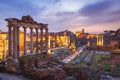 Ancient ruins of Roman Forum at sunrise, Rome, Italy Royalty Free Stock Photo