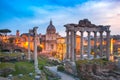 Ancient ruins of Roman Forum at sunrise, Rome, Italy Royalty Free Stock Photo