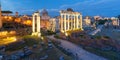 Ancient ruins of Roman Forum at night, Rome, Italy Royalty Free Stock Photo