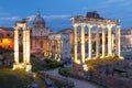 Ancient ruins of Roman Forum at night, Rome, Italy Royalty Free Stock Photo