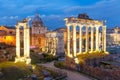 Ancient ruins of Roman Forum at night, Rome, Italy Royalty Free Stock Photo