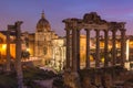 Ancient ruins of Roman Forum at sunrise, Rome, Italy Royalty Free Stock Photo