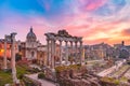 Ancient ruins of Roman Forum at sunrise, Rome, Italy Royalty Free Stock Photo