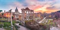 Ancient ruins of Roman Forum at sunrise, Rome, Italy Royalty Free Stock Photo