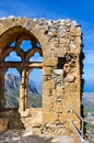 Ancient ruins of the Saint Hilarion Castle offering an amazing window view of the Kyrenia region in Northern Cyprus