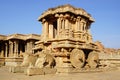 Ancient ruins of Stone chariot. Hampi, India. Royalty Free Stock Photo