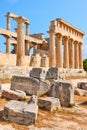 Ancient ruins of temple of Aphaea in Aegina