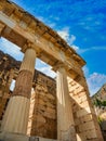 The ancient ruins of the temple of Apollo in Delphi Royalty Free Stock Photo