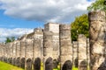 Ancient Ruins of Temple of Warriors at Chichen Itza, Mexico