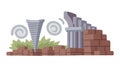 Ancient Ruins, Tornado Disaster, vector design Generative AI Royalty Free Stock Photo