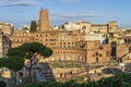 Ancient ruins of Trajan Forum or Foro Traiano in Rome, Italy. View from above Royalty Free Stock Photo