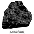 Ancient runestone with engraved Scandinavian pattern and runes Royalty Free Stock Photo