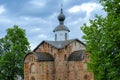 Ancient Russian Orthodox small crossed dome Church of St. Paraskevi or Tserkov Paraskevy Pyatnitsy na Torgu, Novgorod, Russia Royalty Free Stock Photo