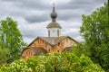 Ancient Russian Orthodox small crossed dome Church of St. Paraskevi or Tserkov Paraskevy Pyatnitsy na Torgu, Novgorod, Russia Royalty Free Stock Photo