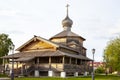 Ancient Russian wooden church of the Orthodox Church. A wooden temple on the island of Sviyazhsk which stands on the great Volga r Royalty Free Stock Photo