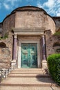 Ancient rustic green door at Roman Forum