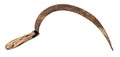 ancient rusty forged iron sickle with wood handle Royalty Free Stock Photo