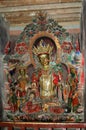 Ancient sacred statue of a Tibetan female deity in a monastery