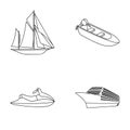 Ancient sailboat, motor boat, scooter, marine liner.Ships and water transport set collection icons in monocrome style