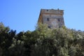 Ancient San Fruttuoso stone Tower view, Genova, Liguria, Italy, Europe