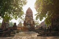 The Ancient sandstone Buddha in Ayutthaya Historical Park , Royalty Free Stock Photo