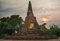 The Ancient sandstone Buddha in Ayutthaya Historical Park , Royalty Free Stock Photo