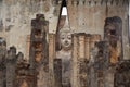 Ancient Sandstone Buddha stand at Wat sri chum , Sukhothai Historical Park ,Sukhothai ,Thailand