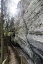 Ancient sandstone cliffs in the Gaujas National Park, Latvia Royalty Free Stock Photo