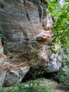 Ancient sandstone cliffs in the Gaujas National Park, Latvia Royalty Free Stock Photo