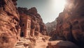 Ancient sandstone ruins majestic architecture eroded rock formations generated by AI