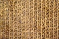 Ancient Sanskrit text carving on a golden background Royalty Free Stock Photo