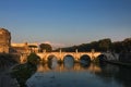 Ancient Sant Angelo Bridge with Tiber River Royalty Free Stock Photo