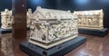 Ancient sarcophagi on display at Antalya Archeological Museum Royalty Free Stock Photo