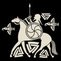 Ancient Scandinavian God Odin, God Odin on horse Sleipnir. Illustration of Norse mythology Royalty Free Stock Photo