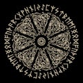 Ancient Scandinavian ornament, shield Viking and Scandinavian runes