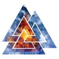 Ancient Scandinavian pagan symbol Valknut, polygonal style