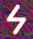 Ancient scandinavic rune sowuli with doodle ornament background. Colorful psychedelic fantastic mystical artwork. Vector
