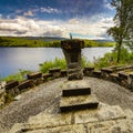 Ancient Scottish medieval buildings and beautiful landscape of traditional nature.