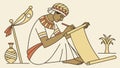 Ancient Scribe Writing, Egyptian Papyrus Scroll Wisdom, vector design Generative AI Royalty Free Stock Photo